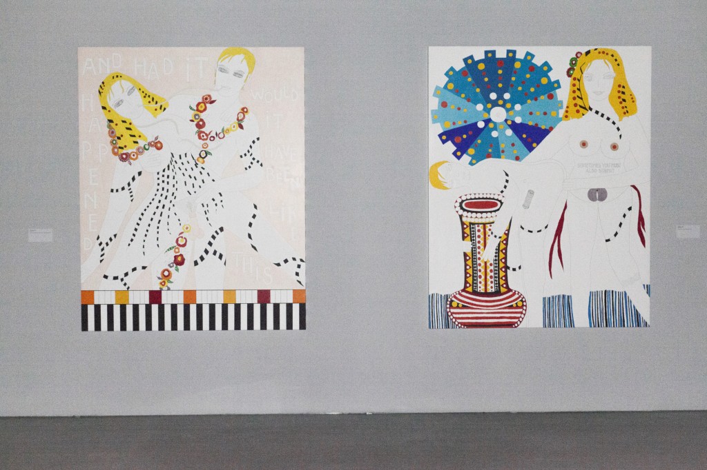 left: Dorothy Iannone, Luminos, 2012, courtesy the artist, Air de Paris, Paris und Peres Projects, Berlin right: Dorothy Iannone, Metaphor, 2009, Collection Javier Peres and Carlos Andres Peres 